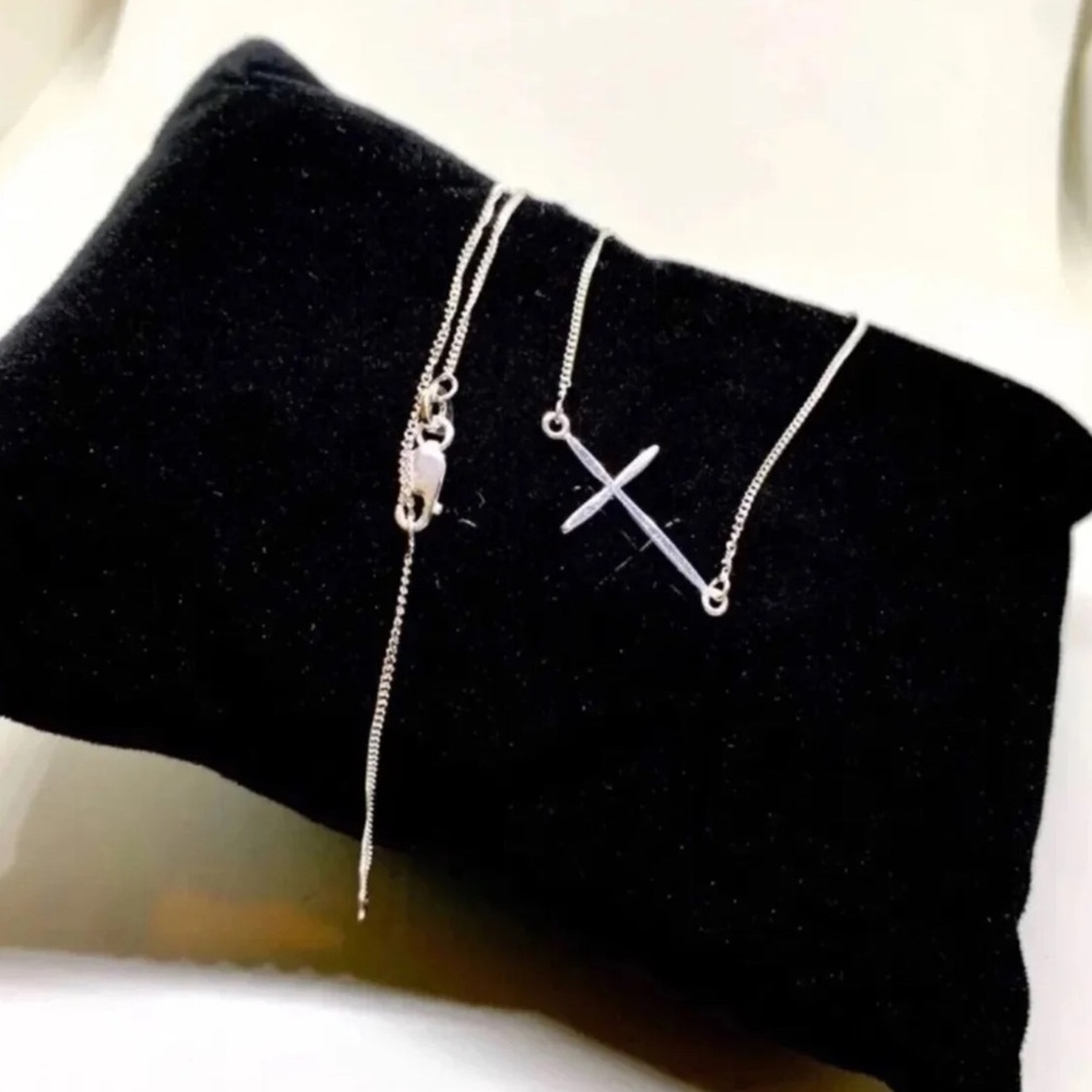 Sterling silver Sideway cross necklace